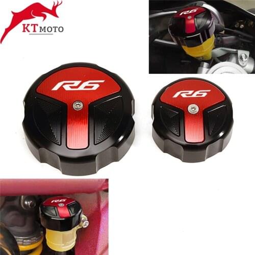 For YAMAHA YZFR6 YZF-R6 YZF R6 2009-2021 2020 Motorcycle CNC Aluminum Rear & Front Brake Fluid Reservoir Cap Cylinder cover