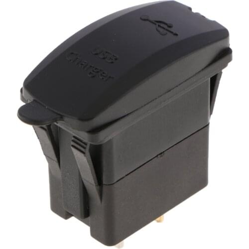 Dual USB LED Voltmeter Car Charger Rocker Switch for Marine SUV Motorcycle