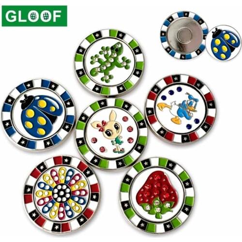Double Layer Golf Ball Markers Assorted Patterns, Mark Golf Hat Clip Divot Tool Accessories