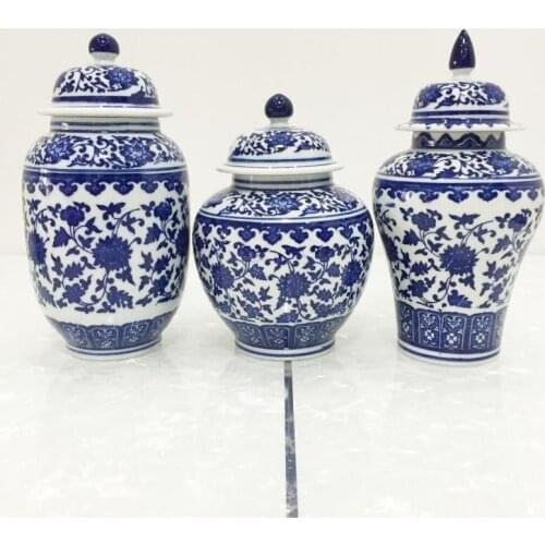 New Ceramic Tea Pot Blue and White Porcelain Decoration of Tea Coffee Beans Sealed Storage Tank Classical Household Storage Tank