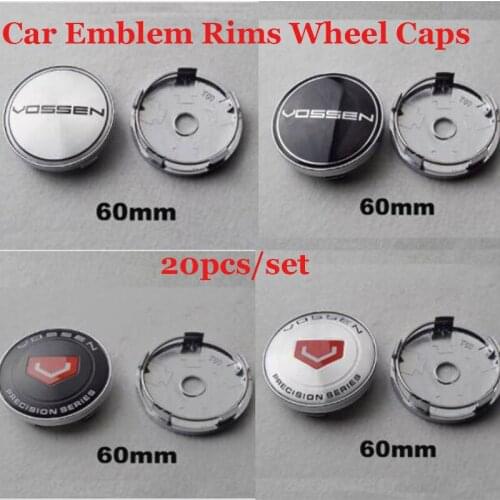 Car Wheel Hub Center Caps 20pcs/lot 60mm Covers Car Styling for Vossen Logo 56mm Rims Wheels Stickers Car Emblem Badge Covers