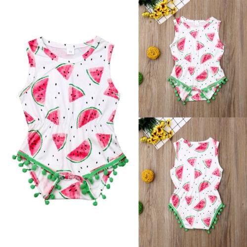 2020 Summer Cotton Newborn Baby Girls Watermelon Jumpsuit Bodysuit Outfits Clothes Casual Sunsuit One Piece Set
