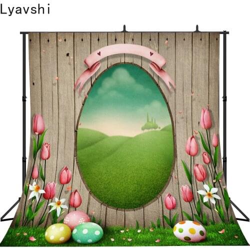 Lyavshi Happy Easter Backdrop Spring Flower Grassland Egg Dreamy Photography Background For Photo Studio Photophone Prop