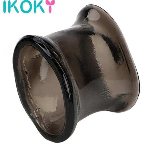 IKOKY Delay Ejaculation Sex Toys for Men Male Cock Ring Enlargement Penis Sleeve Chastity Cage Extender Silicone Penis Ring