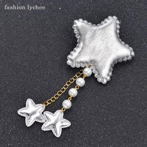 Fashion lychee Lovely Lolita Girl Star Hair Clip Hair Pin With Long Tassel Artificial Pearls Pendant Hair Decoration