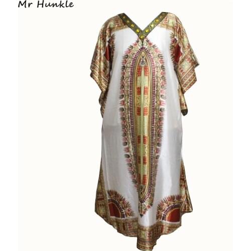 Mr Hunkle 2017 New Fashion Design Traditional African Clothing Print Dashiki Diamonds Neck Embroidered African Dresses for Women