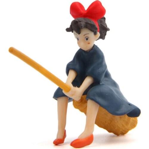 Cartoon Mini Hot Anime Action Figures Kikis Delivery Service Witch Bowknot Headband Broom Decoration Toys Dolls for Kids Girls