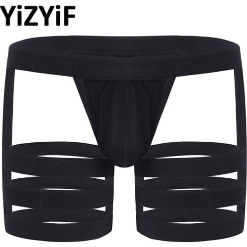 Gay swimwear Lingerie Men Underwear with Bulge Pouch Garters Mens Bikini Panties Jockstrap G-Strings with 3 Stretchy Garters