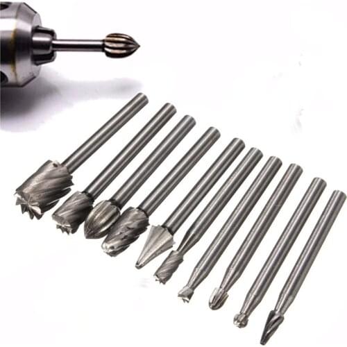 10p High Speed HSS Routing Router Bits Burr Rotary Tools Set Suit for Dremel Rotary Tool Engraving Wood Working Tools Attachment
