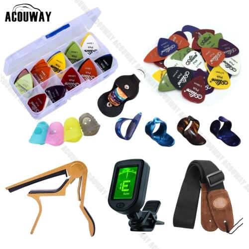 Guitar Accessories Kit Set Guitar Capo / Guitar Picks /Guitar Strap/ Tuner / Fingertip Protector Parts Accessories GYH