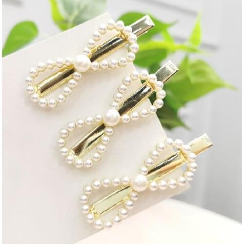 New Natural Freshwater Pearl Hairpin Bow Tie Clip In S Female Wild Bangs Clip