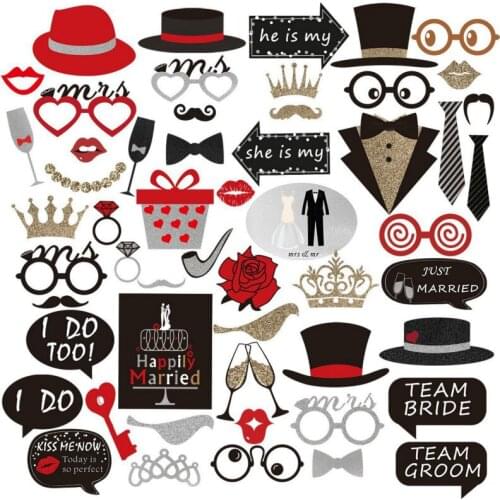 New Bachelorette Party Mr Mrs Photo Props Just Merried Funny Glasses Props DIY Bridal Shower Team Bride To Be Wedding Decoration