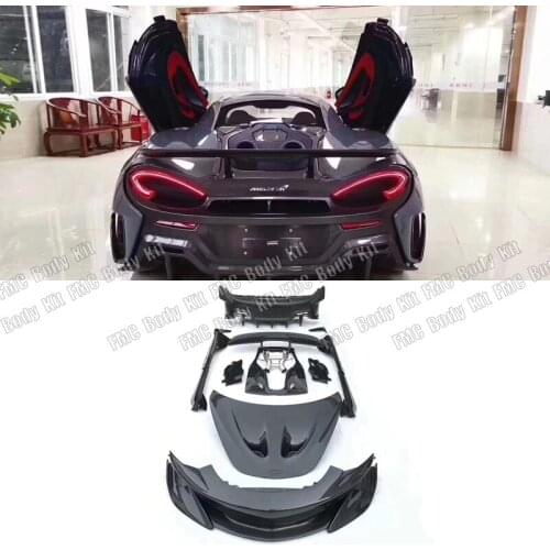 Carbon fiber Front Rear bumper Side skirts Rear spoiler Engine hood With exhaust For McLaren 540C 570S 570GT 600TL Style