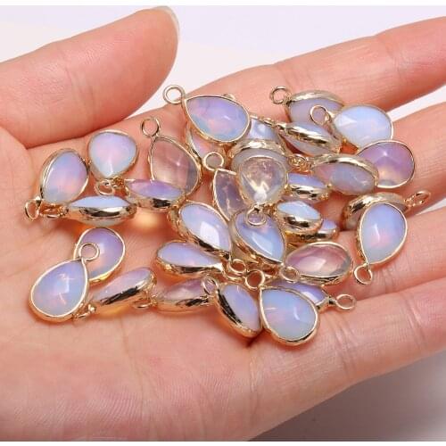 1pcs Natural Opal Stone Pendant Charm Faceted Water Drop Shape for Jewelry Making DIY Necklace Earring Accessories