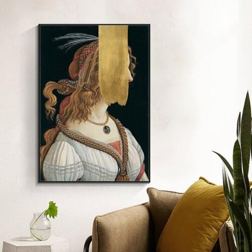 Portrait of a Young Woman by Sandro Botticelli, Famous Painting Wall Art Canvas Decor Prints on Canvas Pictures for Living Room