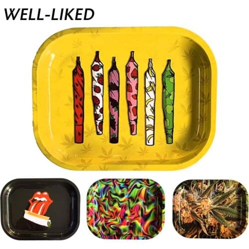 Rolling Tray 180 *140 mm Handroller Leaves Pattern Yellow Smoking Accessories Rolling Machine Grinder Storage Tray Dropship
