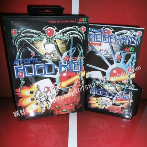 Sega MD game - Atomic robo-rio with Box and Manual for 16 bit Sega MD game Cartridge Megadrive Genesis system