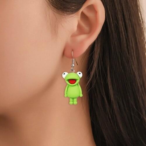 Frog Pendant Earrings For Women Cute Accessories Jewelry Pink Frog Simple Small Dangle Earrings Trending Products 2021