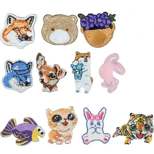 Cute Animal Embroidery Stickers Corgi Shiba Cat Patch Iron on Patches Parches Ropa Termoadhesiv Bordados Toppe Vestiti Applique