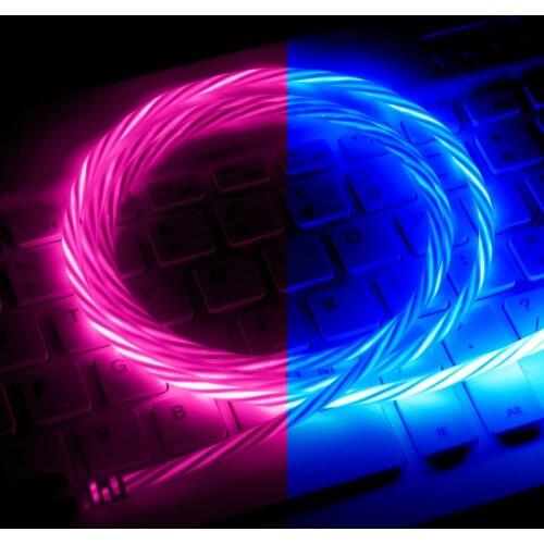 Hotest Luminous Cable LED Glow Flowing Micro USB Type C Fast Charging Cord For Android Phone Bright Charger Cable For Huawei