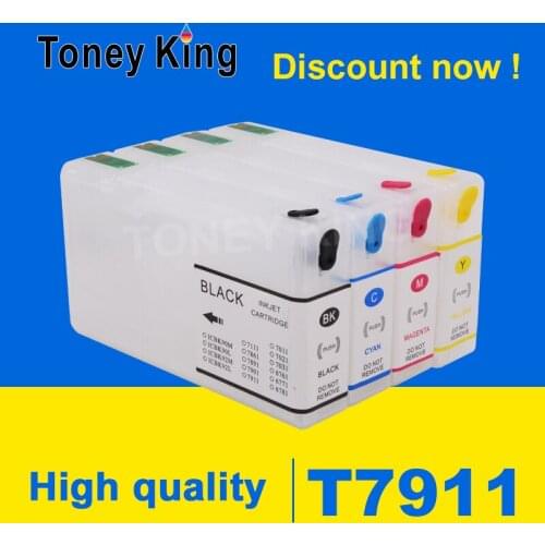 Toney King Refill Ink Cartridge T7911 T7912 T7913 T7914 For Epson WorkForce Pro WF-4630D WF-4640DT WF-5110DW 5190DW Printer