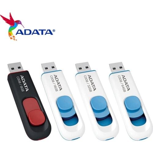 ADATA C008 USB Flash Drive 64GB 32GB 16GB 8GB Retractable Pen Drive Memory Stick USB Pendrive For PC