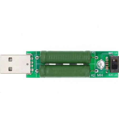 USB Mini Discharge Load Interface Resistor 2A/1A With Switch 1A Green LED 2A Red LED Module Testing Aging Resistor