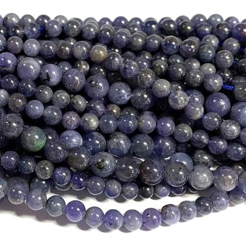 Veemake Natural Genuine Purple Blue Tanzanite Round Loose Gemstone Womens Beads For Jewelry Making Necklaces Bracelets 07026