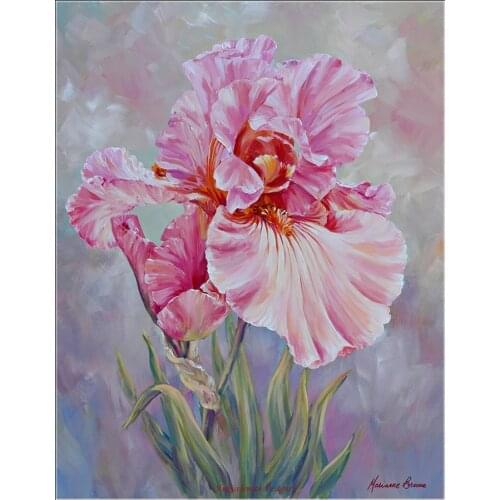 Counted Cross Stitch Kits Needlework Embroidery - Crafts 14 ct Aida DMC Color DIY Arts Handmade Home Decor - Pink Iris 4