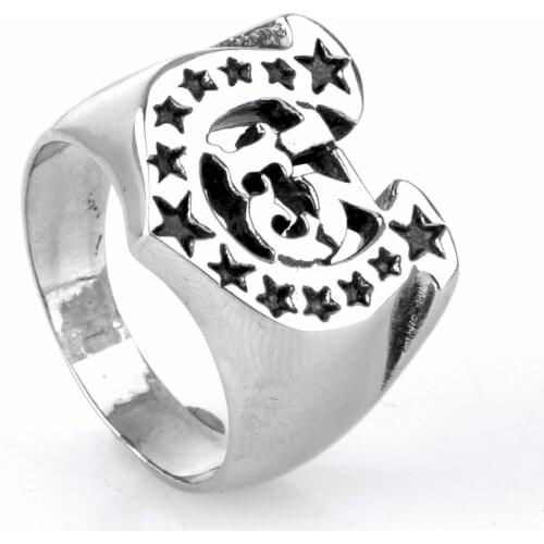 Stainless steel jewelry Mens fashion punk 13 stars u-shaped titanium steel ring