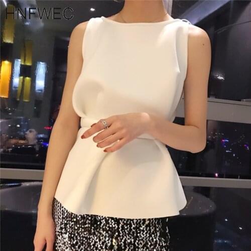 Leisure Temperament Sleeveless Tank Tops Women Fashion Slim White Short Lotus Leaf Vest 2019 Autumn New Female Tops L231