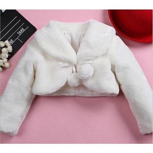 Winter Girls Faux Fur Shawl Coat Flowers Girls Cappa Cardigan with Plush Balls Baby Cape Short Jacket Princess Party Wool Cloak