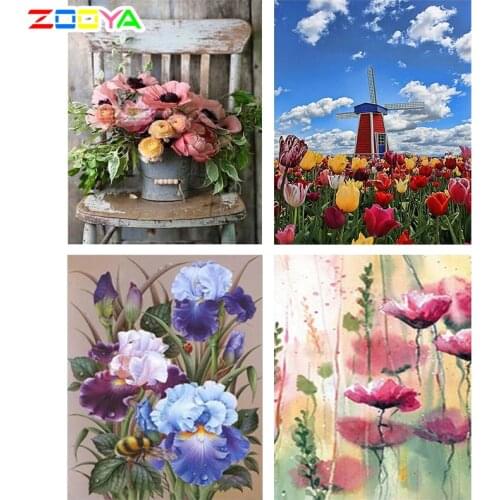 ZOOYA Diamond Embroidery Flowers New Arrivals Mosaic Diamond Painting Full Square Picture Of Rhinestones Sale Home Decor BJ1994