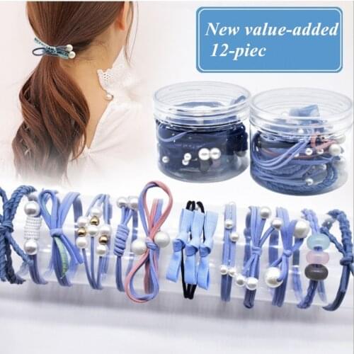 12 Pieces/Set Of Japanese And Korean New Style Hair Tie Color Ponytail Rubber Band Sweet Head Rope FemaleGirlHair Accessories
