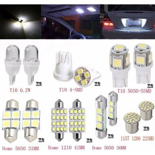 14pcs Set T10 31&41mm LED White Car Interior Light Dome Festoon Brake License Led Trunk Lamp Vehicle Panel Lam