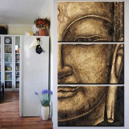 3 Panels Retro Buddha Portrait Artwork Wall Art Canvas Print Zen Picture for Living Room Wall Decor Vintage Home Decor Drop Ship