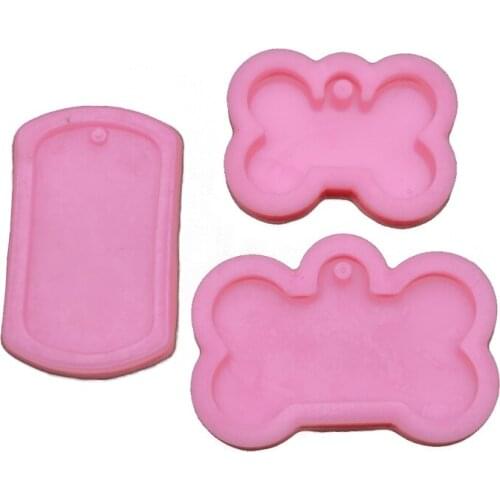 3Pcs Dog Tags Pendant Resin Mold Kit Silicone Military Bone Tags Keychain Mold Dropship