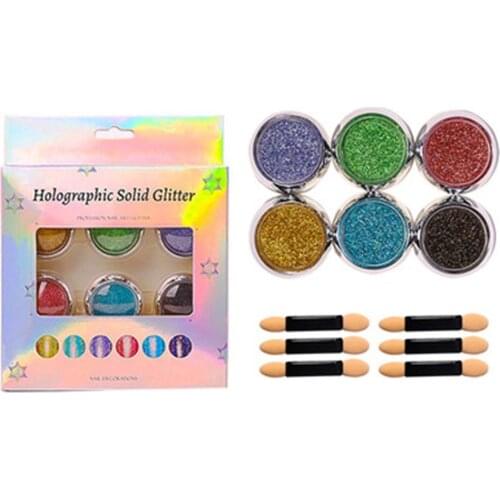 6pcs/set Solid Nail Glitter Nail Powder Sparkly Shinning Flakes Dust Titanium Plating Pigment DIY Manicuring Art Decoration