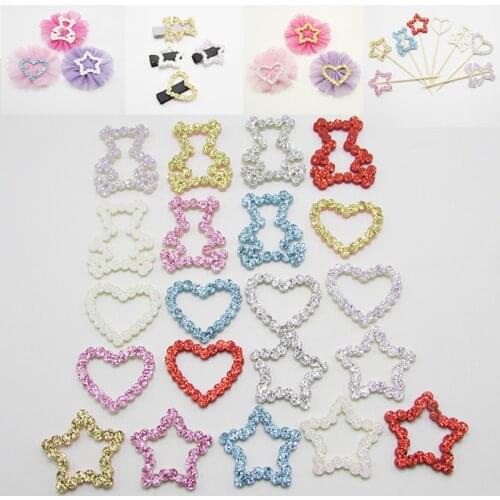 50pcs 3*4cm Round conjoined heart handmade accessories for Craft Clothes Stickers Supplies DIY Hair Clips ornament