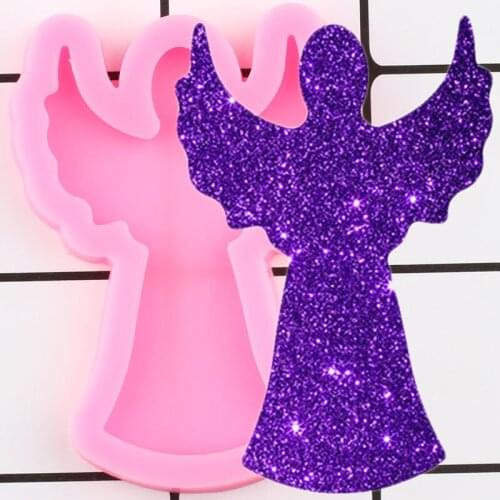Shiny Angel Badge Reel Silicone Molds DIY Handmade Charms Mold Epoxy Resin Jewelry Making Keychain Mould Pendant Moulds