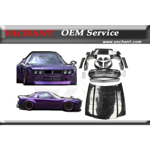 Fiber Glass FRP Bodykits Fit For 92-97 RX7 FD3S PD BOSS Conversion Body Kit Hood Front Bumper Fender Headlight Wing Diffuser