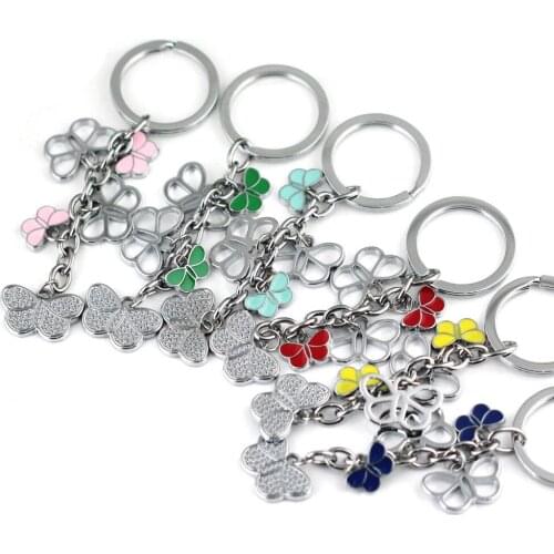 10pcs/lot colorized butterfly keychain key ring high quality key chain key holder innovative gadget portachiavi llaveros mujer