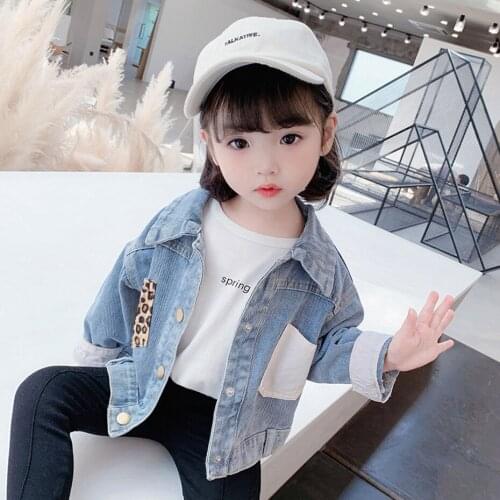 Toddler Girls Coat Leopard Denim Jacket Coat For Girls Autumn Childrens Jackets Casual Clothes For Girls