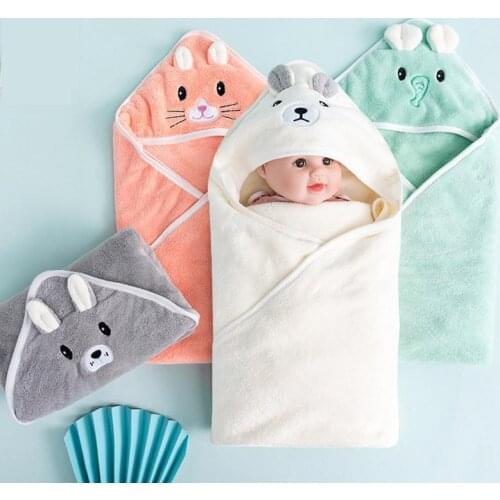 Baby Hooded Towels Newborn Blankets Kids Bathrobe Super Soft Bath Towel Warm Sleeping Swaddle Wrap For Infant Windproof Blanket
