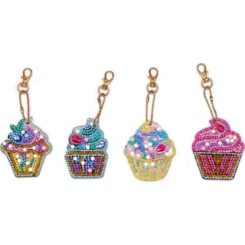 DIY Special Shaped Diamond Painting Keychain Kits Diamond Painting Ice cream Fruit animal Cartoon Cross Stitch Key Ring BG76