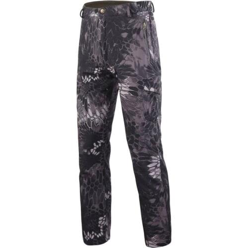 Outdoor Tactical Sharkskin Camouflage Soft shell Men Trousers Waterproof Wear-resisting Warm Fleece Pants Hunting Camping Pants