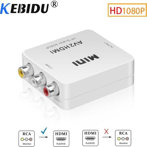 Kebidu Full HD 1080P Male to Female AV2HDMI Converter Adapter Mini Composite RCA to HDMI-compatible Audio Converter