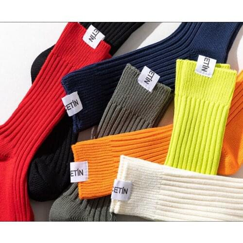 Cool Trendy Mens Socks With The Same Paragraph Tube Socks Solid Color Series Thick Needle Tide Socks Thicker Loose Outdoor Sock