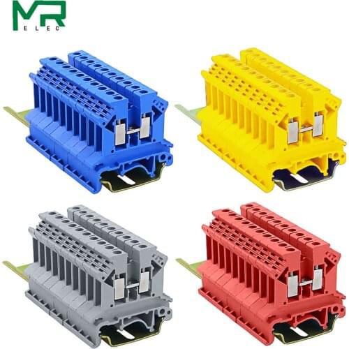 10pcs/lots UK-2.5B blue/grey/red/yellow 2.5mm2 DIN Rail Universal Combination Terminal Blocks Screw Type UK2.5B