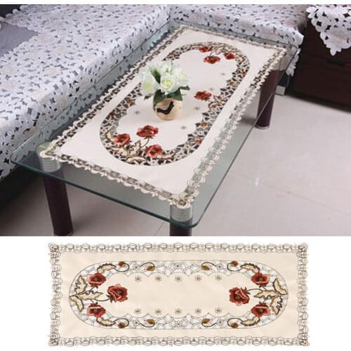 Embroidered Tablecloth Rectangular Tablecloth Vintage Lace Tablecloth Floral Table Cloth Decoration for Kitchen Dining Party